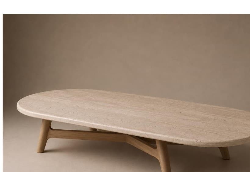 Mesa central de sala Lula en madera con cubierta de mármol, Casa Poiré