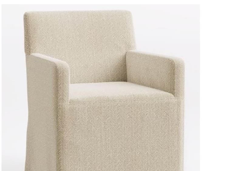 Silla Nora tapizada en tela beige — Casa Poiré